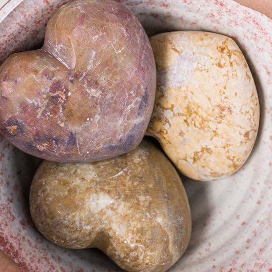 Rustic stone hearts detail.