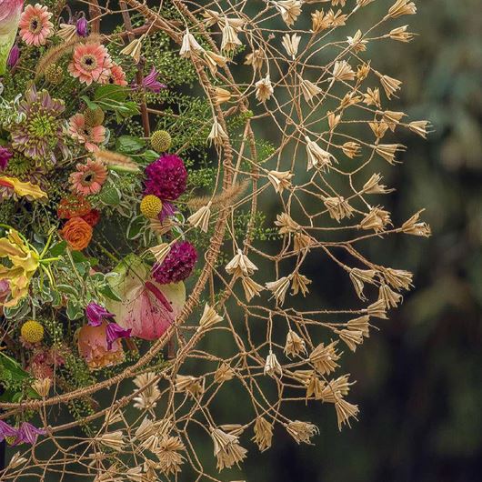 Hand-tied bouquet showcasing the theme of "Transparency."