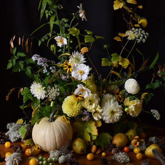 Autumnal centerpiece by designer Marc Sardi.