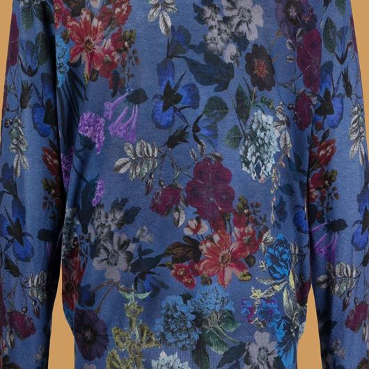 Men's floral print silk cashmere sweater by Etro.