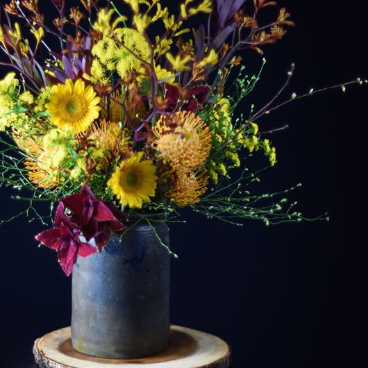 Helianthus, Leucospermum, Anigozanthos, Solidaster, Leucodendron, Anethum graveolens , and Vaccinium.