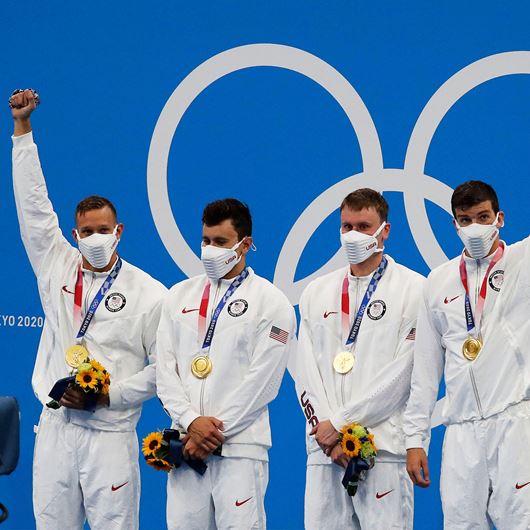 Caeleb Dressel (USA), Blake Pieroni (USA), Bowen Becker (USA) and Zach Apple (USA)