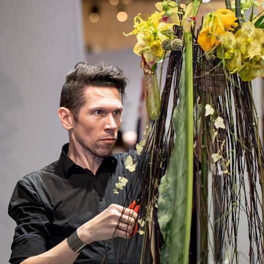 Bart Hassam at the 2019 FTD World Cup, held at the PHS Philadelphia Flower Show.