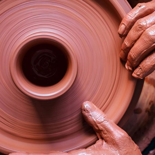 Clay pottery in the making.