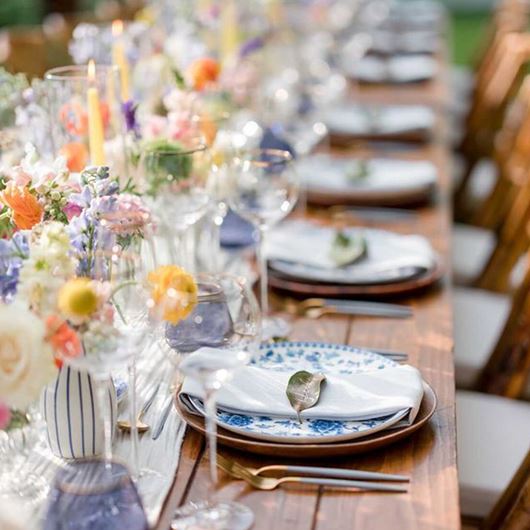 Garden-inspired tablescape for a summer wedding.