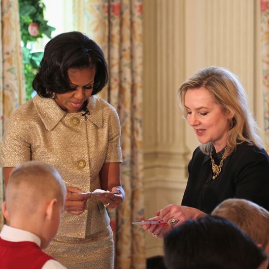 First Lady, Michelle Obama and White House florist, Laura Dowling.