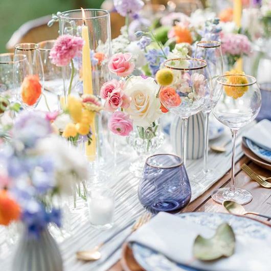 Garden-inspired tablescape for a summer wedding.
