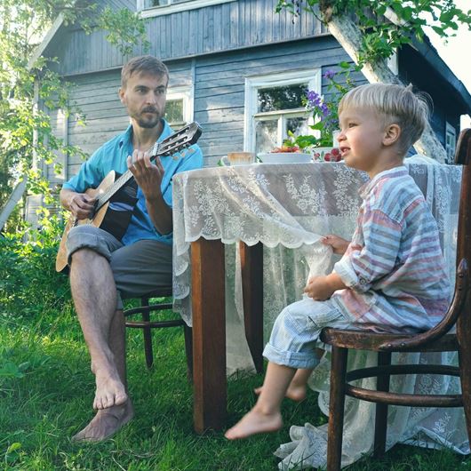 An idyllic scene of cottage life.