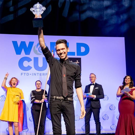 Bart Hassam is announced champion of the 2019 FTD World Cup.