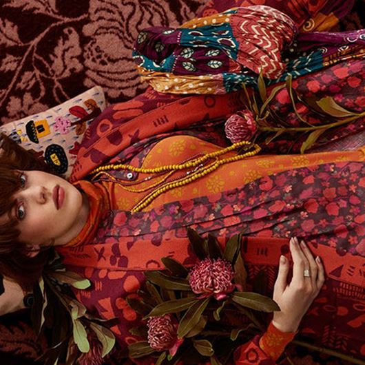 Assorted flora and fauna in rich, eathy tones inspire prints for Gudrun Sjödén's Fall 2021 Collection.