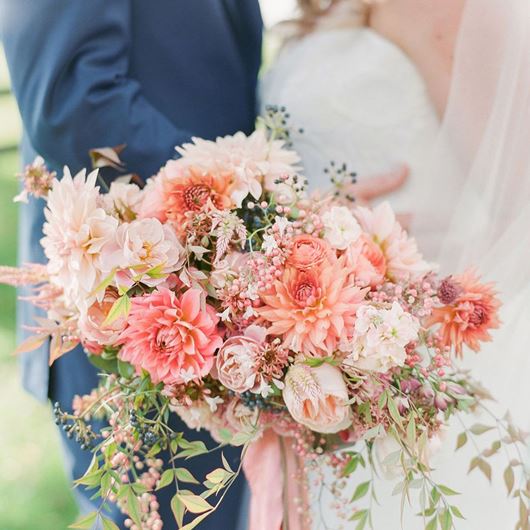Bridal bouquet featuring blooms grown at Hope Flower Farm.