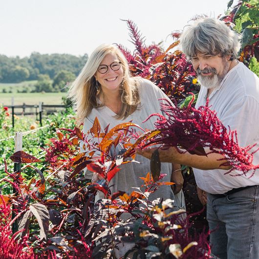 Holly Heider Chapple and Gregor Lersch at Hope Flower Farm.